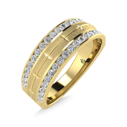 Diamante de oro amarillo de 14 quilates de 1/2 qt. total Banda de m√°quina para hombre