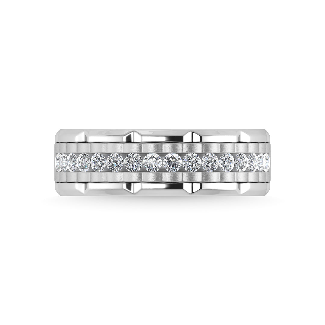 Diamante de oro blanco de 14 quilates de 1/2 qt. total Banda de m√°quina para hombre