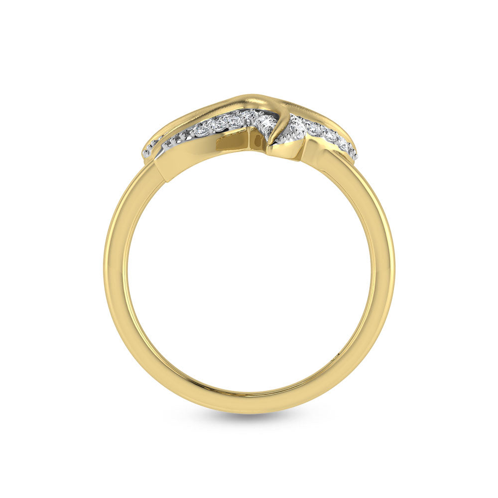 Diamante de oro amarillo de 14 quilates de 1/4 qt. total Anillo de estrella de mar