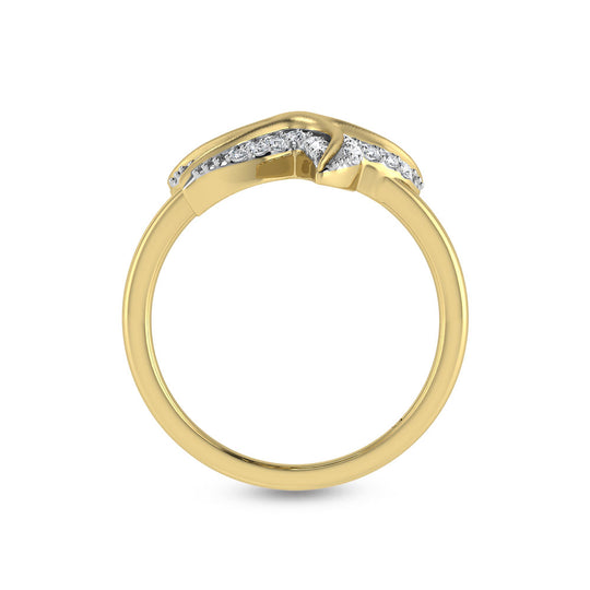 Diamante de oro amarillo de 14 quilates de 1/4 qt. total Anillo de estrella de mar