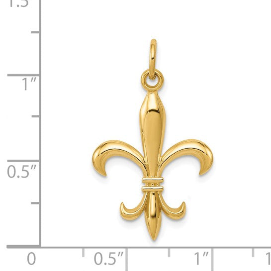 Dije de Flor de Lis en Oro de 14k – Hueco y Pulido