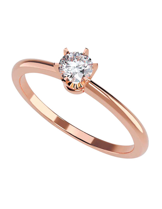 ANILLO DE COMPROMISO DE ORO 14K CON DIAMANTE NATURAL 0.18 G SI1 Amore Mio!