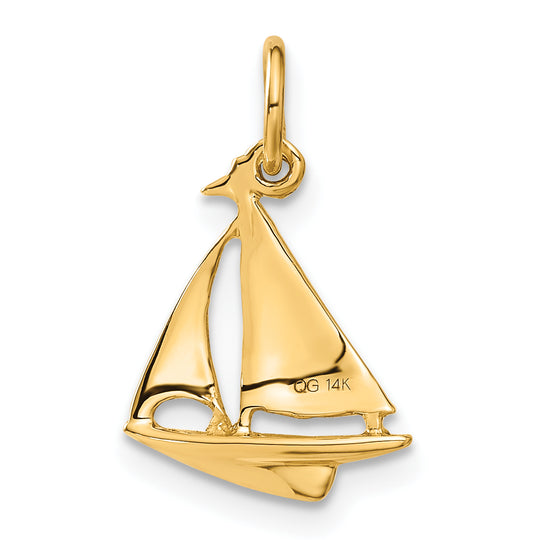 Colgante de Vela en 3D en Oro de 14K