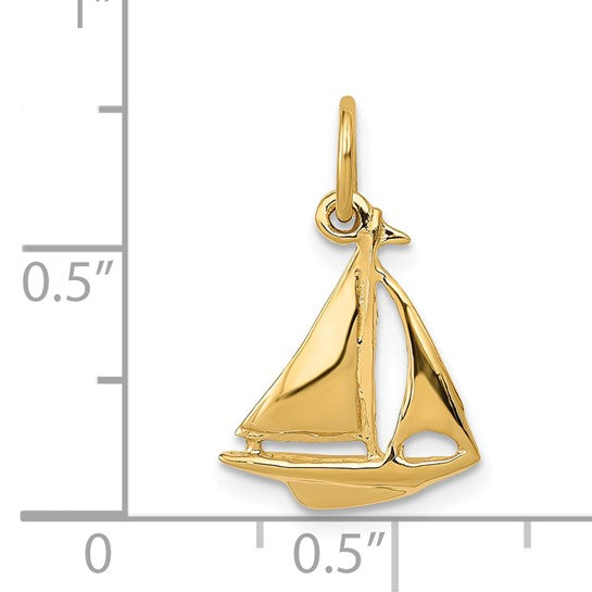 Colgante de Vela en 3D en Oro de 14K