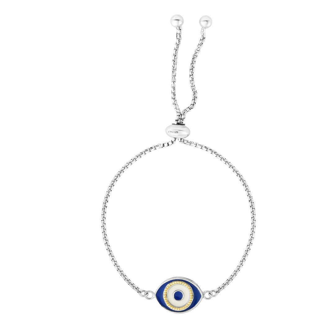 Pulsera de amistad con mal de ojo esmaltada en plata de ley