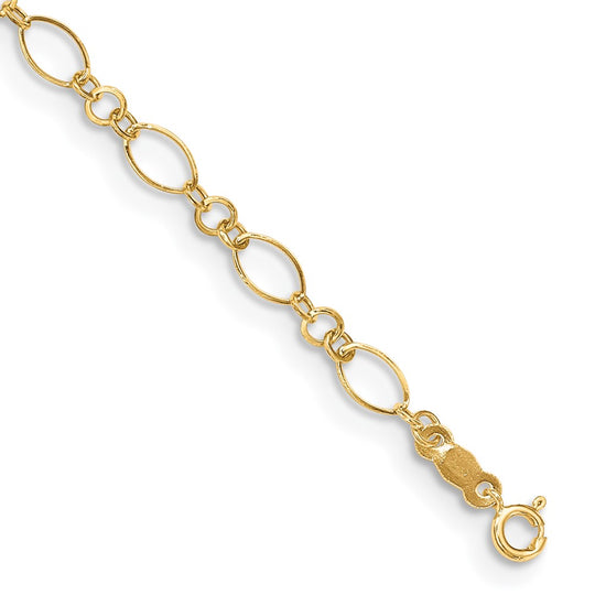 Enlace elegante de 14k de 9 pulgadas con tobillera de 1 pulgada de extensión