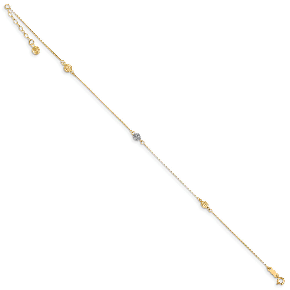 Tobillera Extensora en Oro Bicolor 14k D/C de 9 Pulgadas más 1 Pulgada