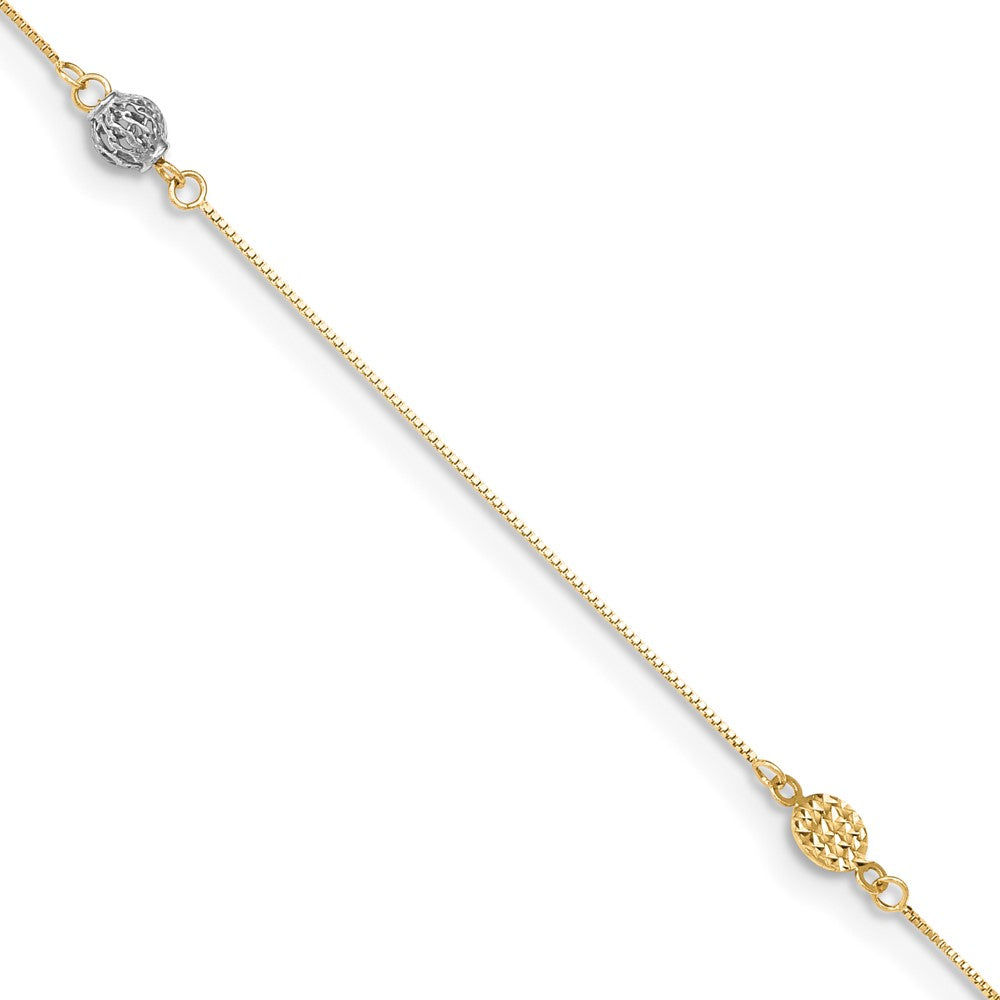 Tobillera Extensora en Oro Bicolor 14k D/C de 9 Pulgadas más 1 Pulgada