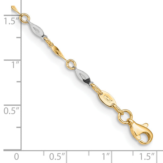 Tobillera de Cuerda con Corte Diamante de 14k, 9 Pulgadas y 2.25 mm con Cierre de Langosta