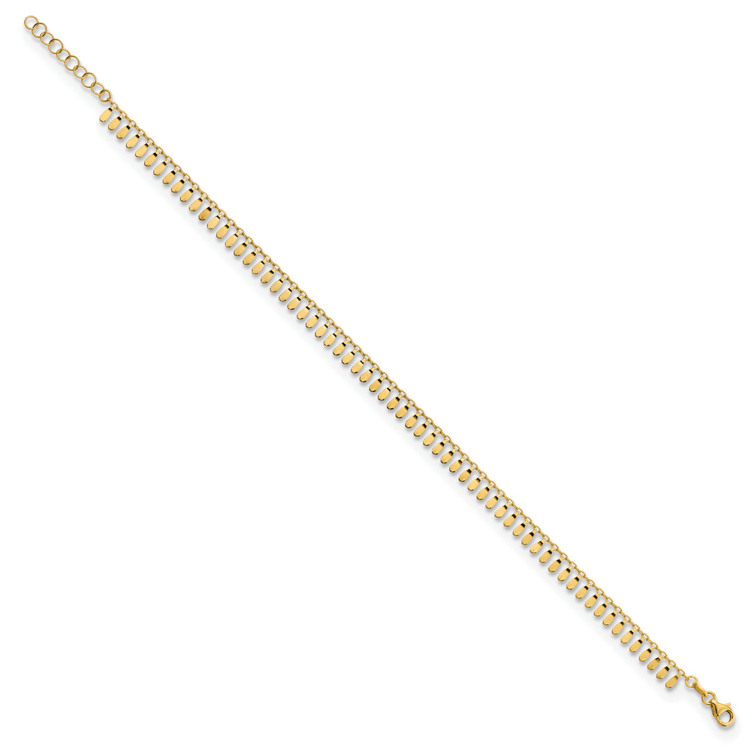 Tobillera Fancy Pulida de 14K de 9 Pulgadas con Extensión de 1 Pulgada