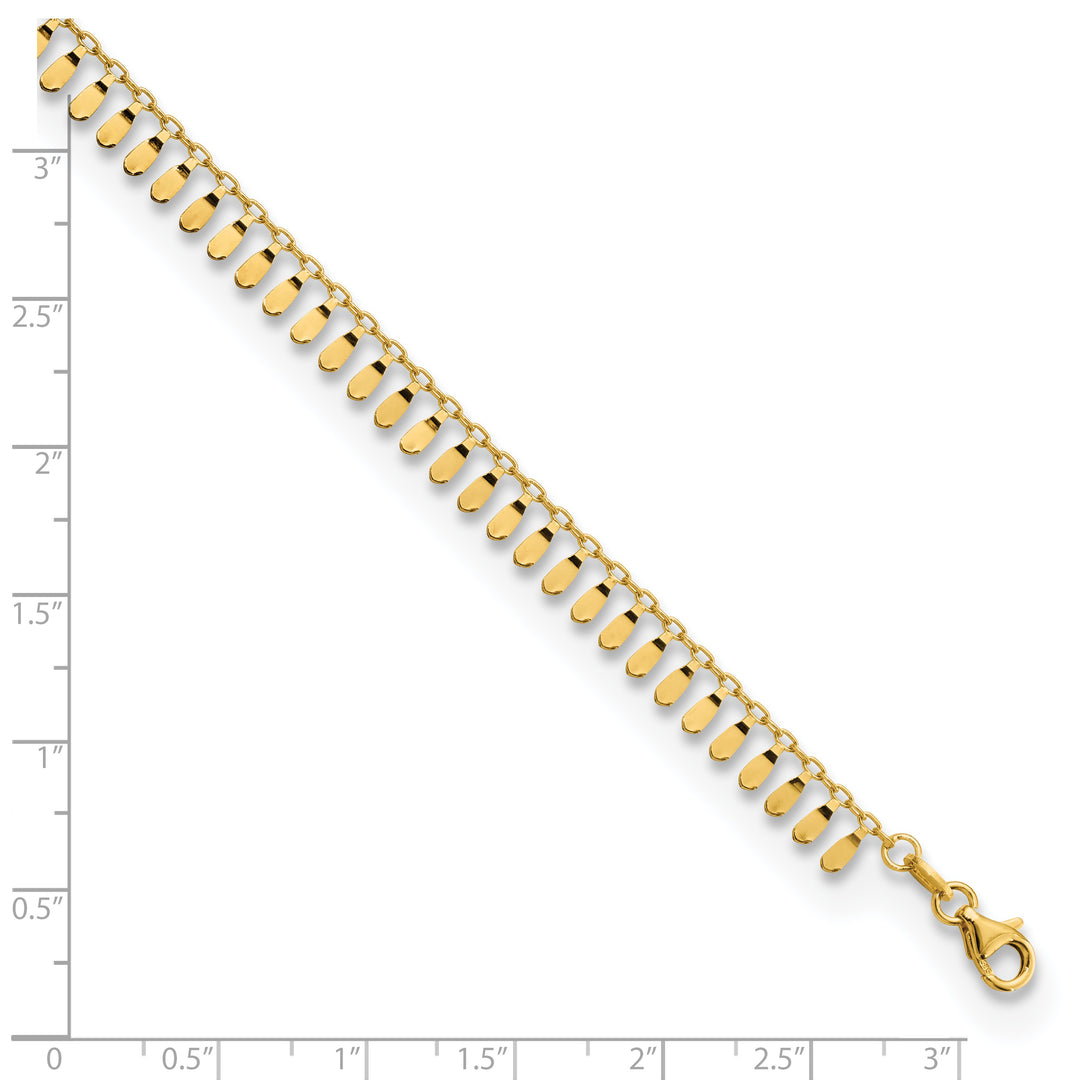 Tobillera Fancy Pulida de 14K de 9 Pulgadas con Extensión de 1 Pulgada