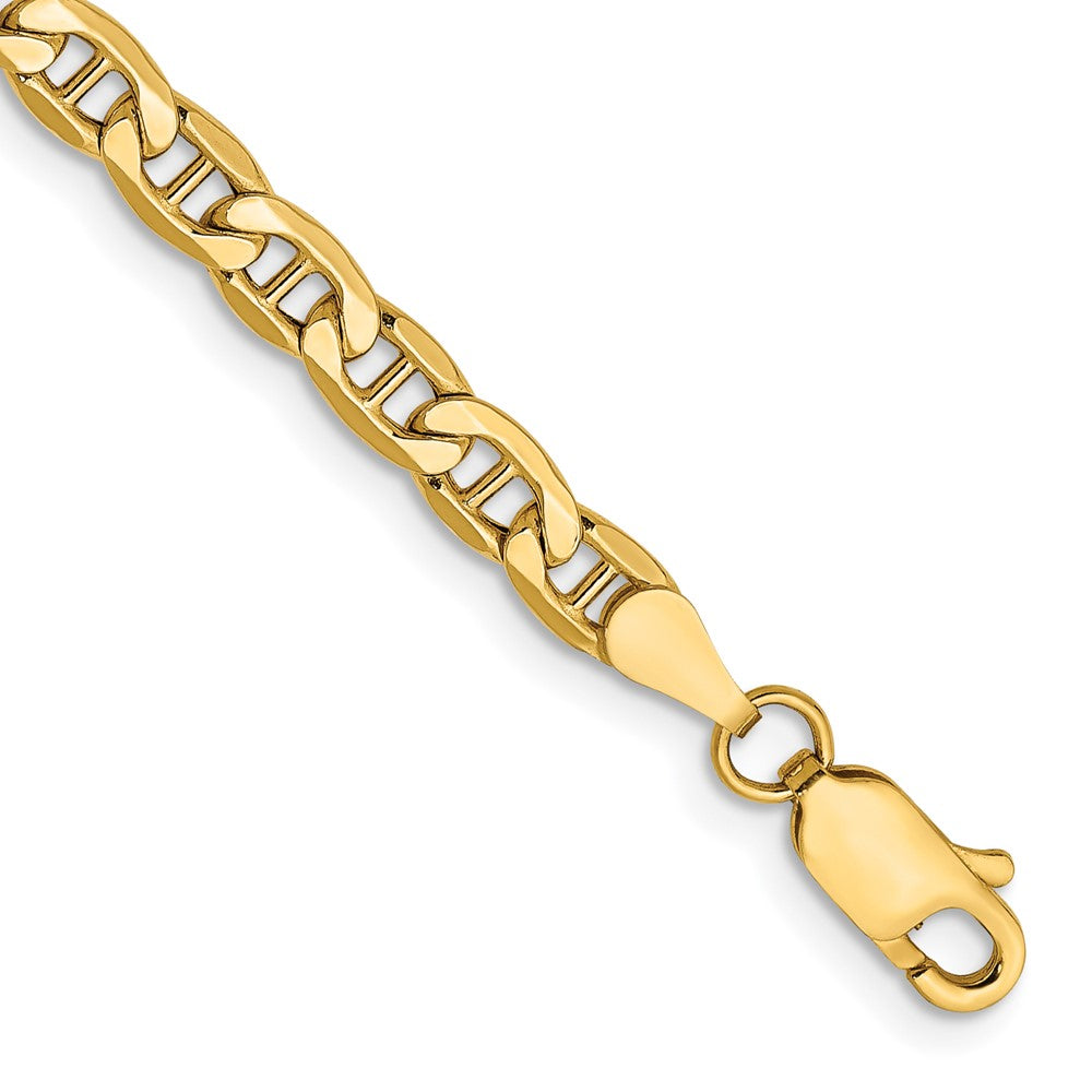 Pulsera Ancla Semi-Sólida de Oro Amarillo de 14k, 4mm con Cierre de Langosta