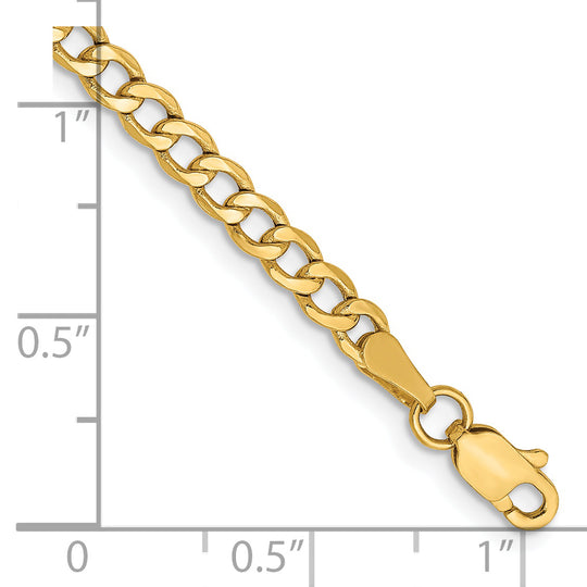 Tobillera de Cadena Semisólida de 14k y 3.35 mm