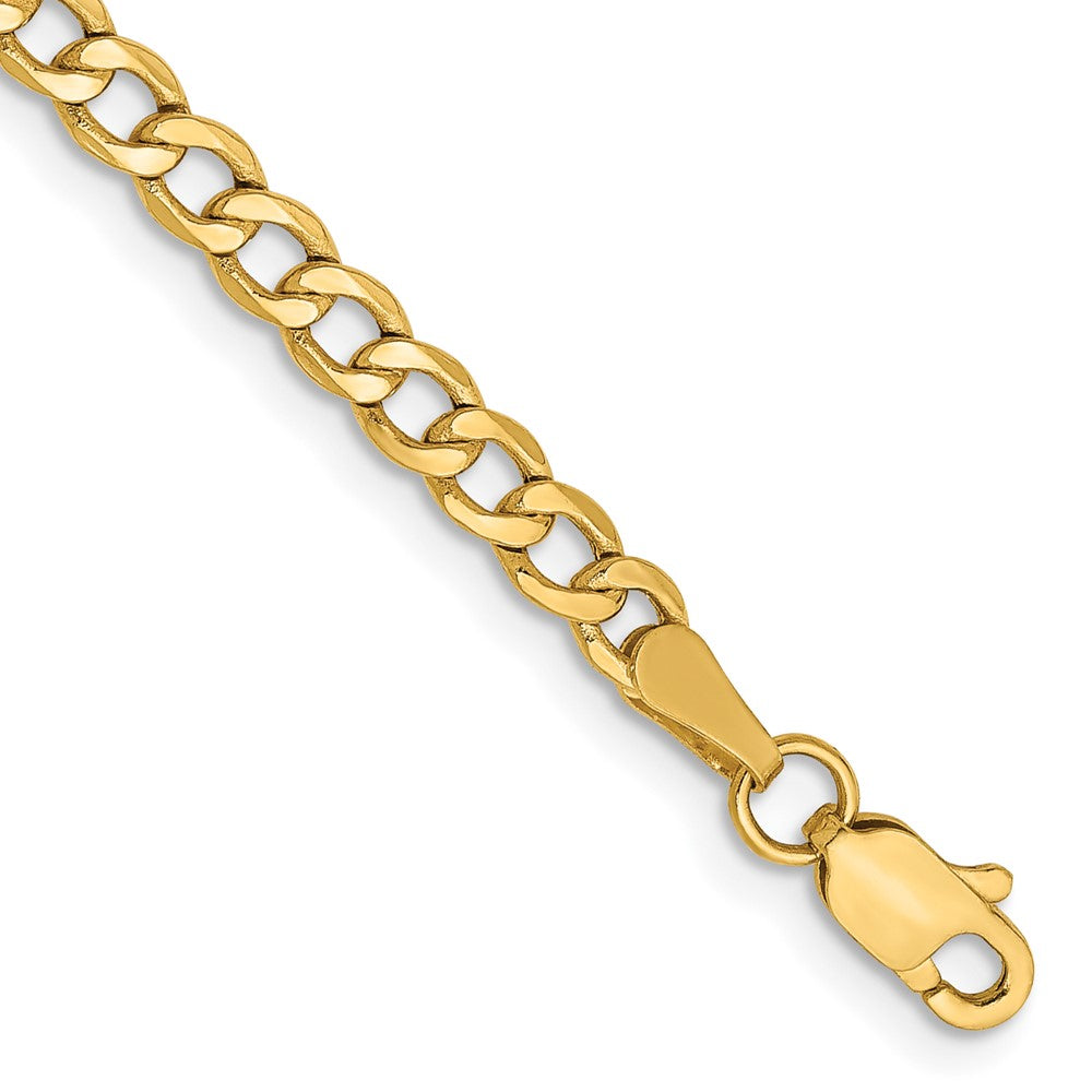 Pulsera Curb semi-sólida de oro amarillo de 14k de 8 pulgadas y 3.35 mm con cierre de langosta