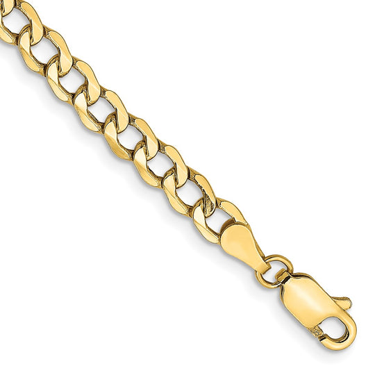 Tobillera de cadena curva semisólida de 14 k y 4,3 mm