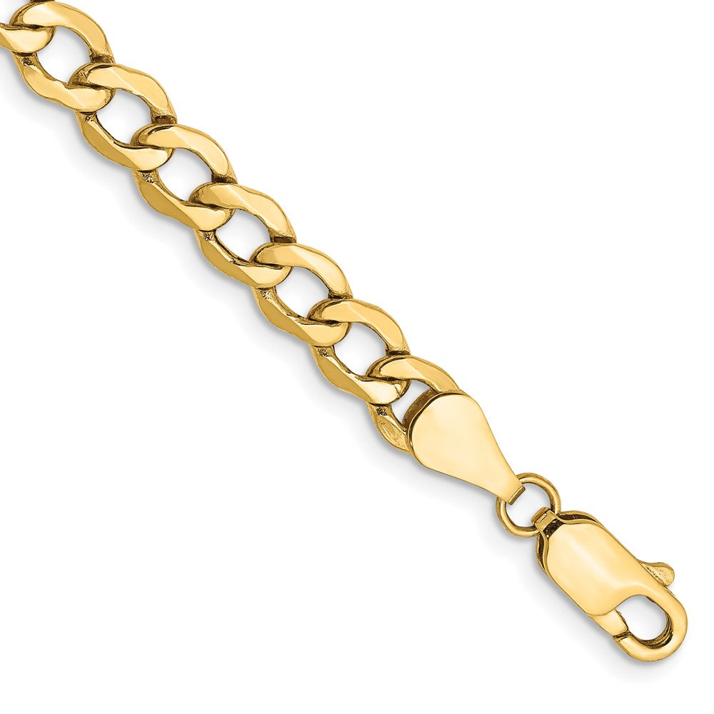 Pulsera Curb semi-sólida de oro amarillo de 14k de 8 pulgadas y 5.25mm con cierre de langosta