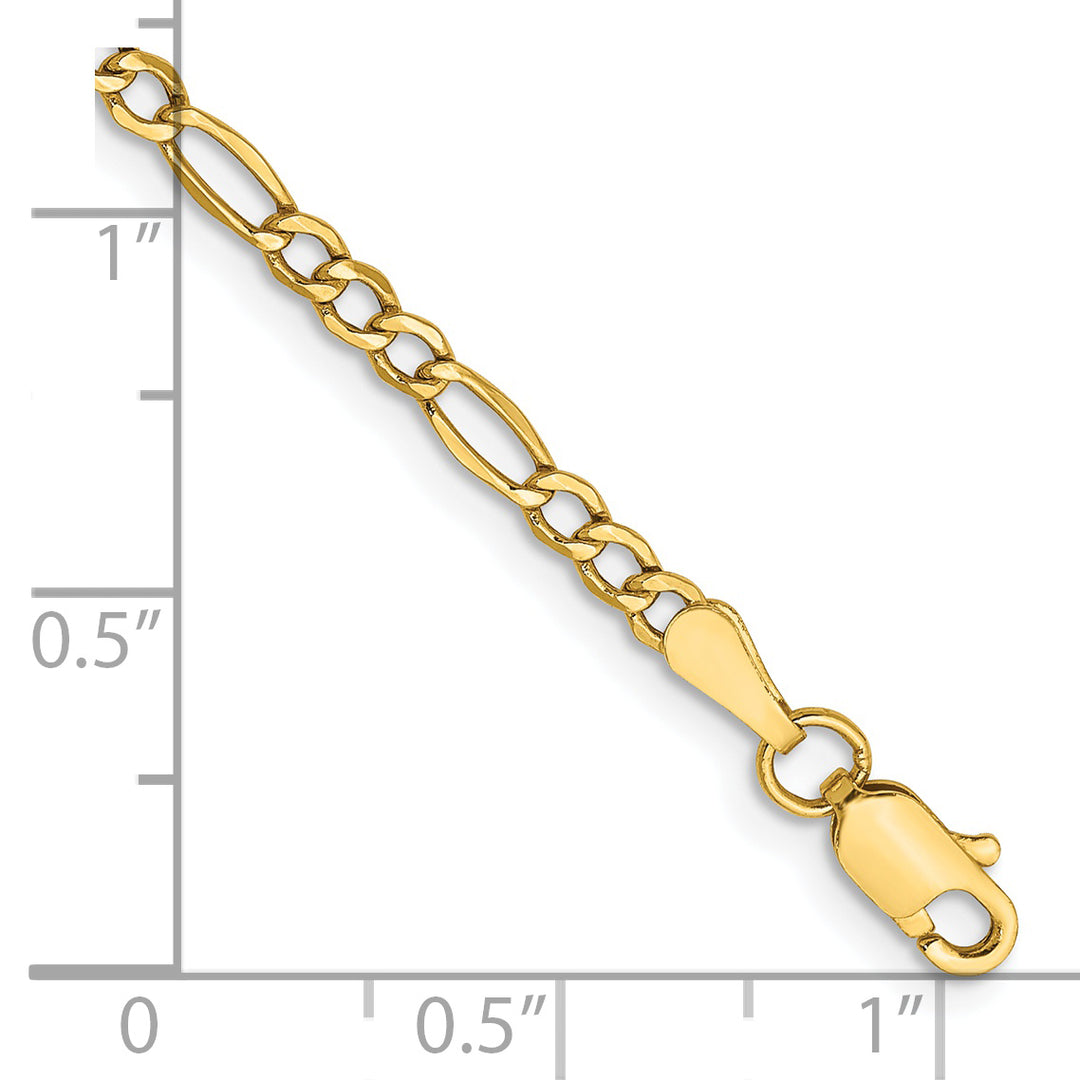 Tobillera de Cadena Figaro Semisólida de 14k y 2.5 mm