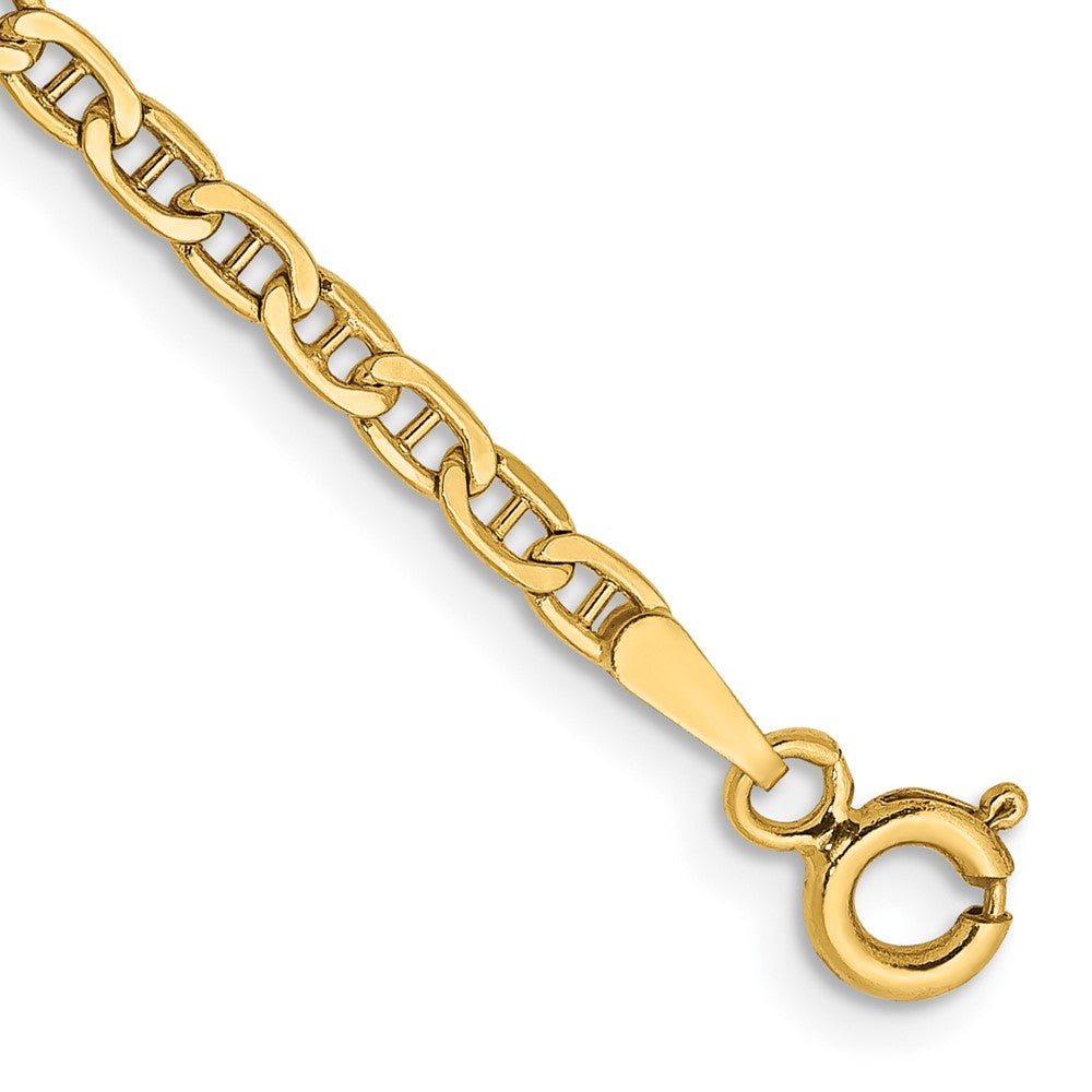 Pulsera Ancla Semi-Sólida de Oro Amarillo de 14k, 2.4mm con Cierre de Anilla de Resorte