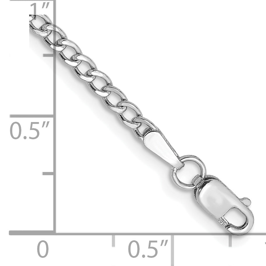 Tobillera de Cadena Semisólida de 14k WG de 2.5 mm