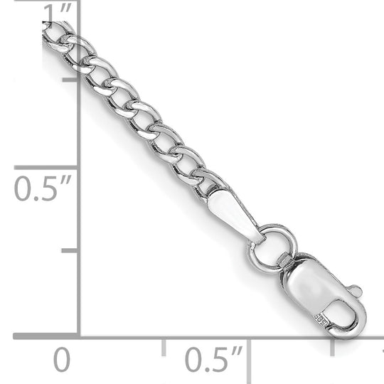 Tobillera de Cadena Semisólida de 14k WG de 2.5 mm