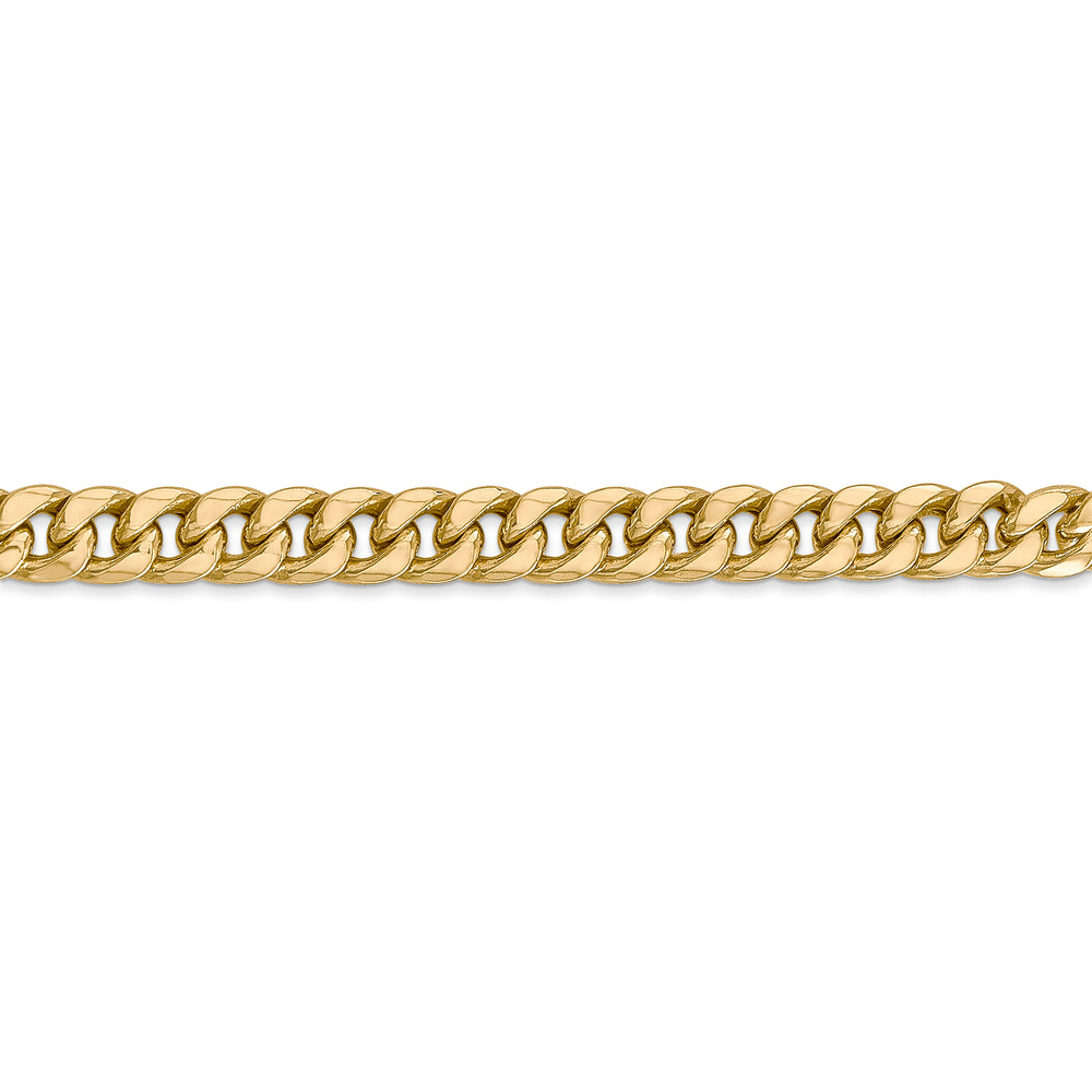 Cadena Cubana Miami Semisólida  de 6 mm en Oro Amarillo de 14k