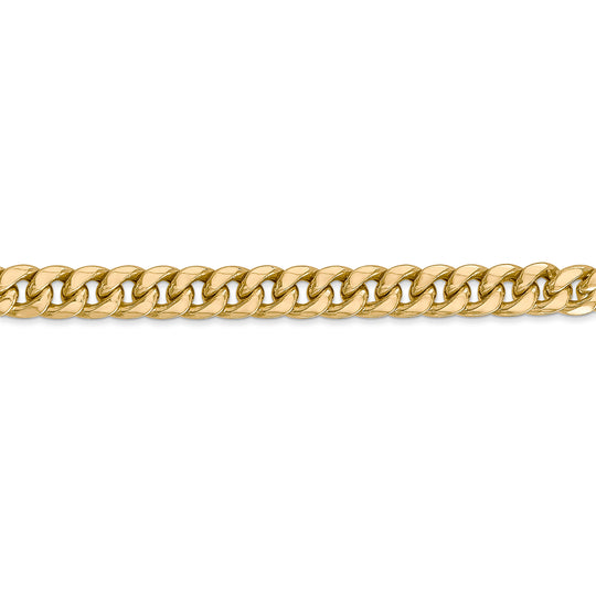 Cadena Cubana Miami Semisólida de 6 mm en Oro Amarillo de 14k