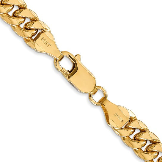 Pulsera Miami Cubana Semi-Sólida de 14k de 8 pulgadas y 6.75mm con Cierre de Langosta