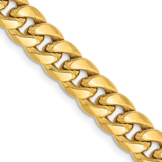 Pulsera Miami Cubana Semi-Sólida de 14k de 8 pulgadas y 6.75mm con Cierre de Langosta