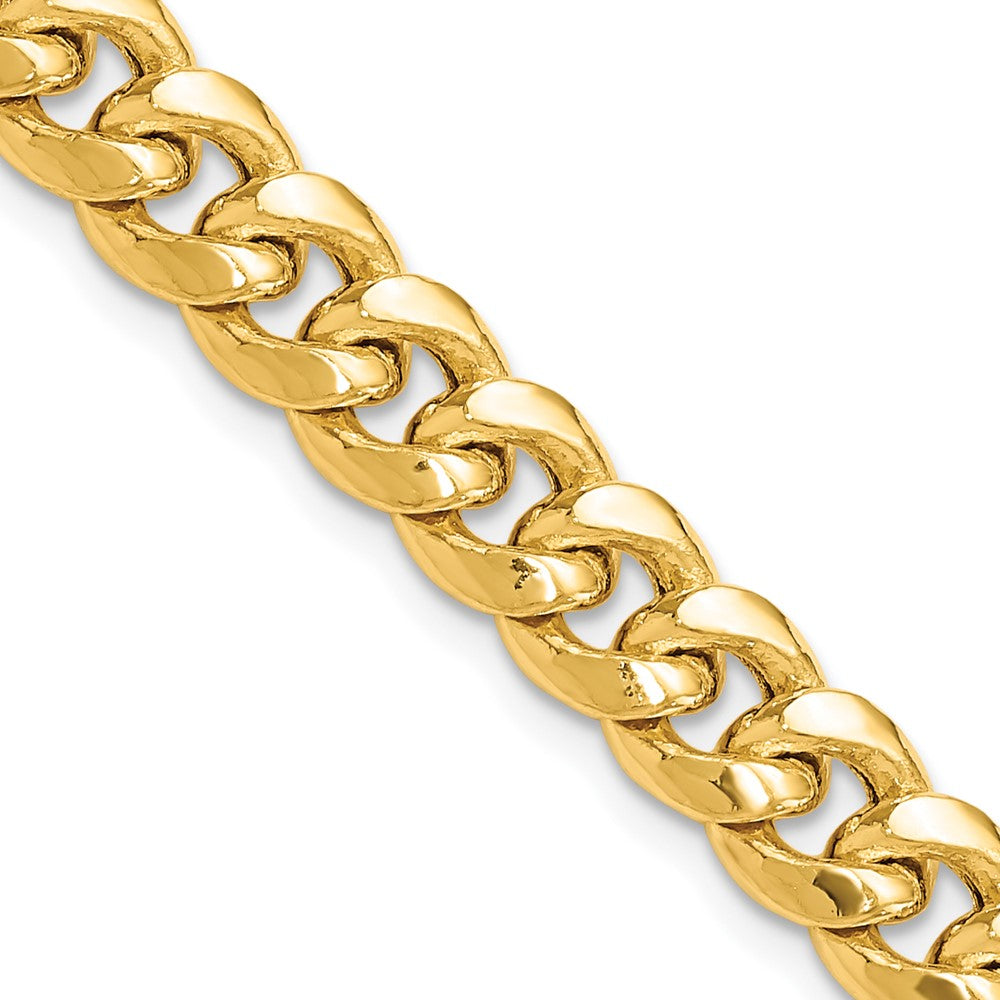 Pulsera Miami Cubana Semi-Sólida de 14k de 7.3mm con Cierre de Langosta