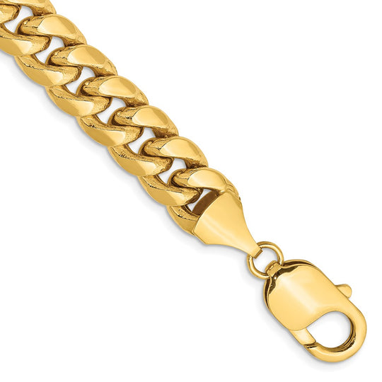 Pulsera Miami Cubana Semi-Sólida de 14k de 9.3mm Con Cierre de Langosta (Pulsera de 8 pulgadas)