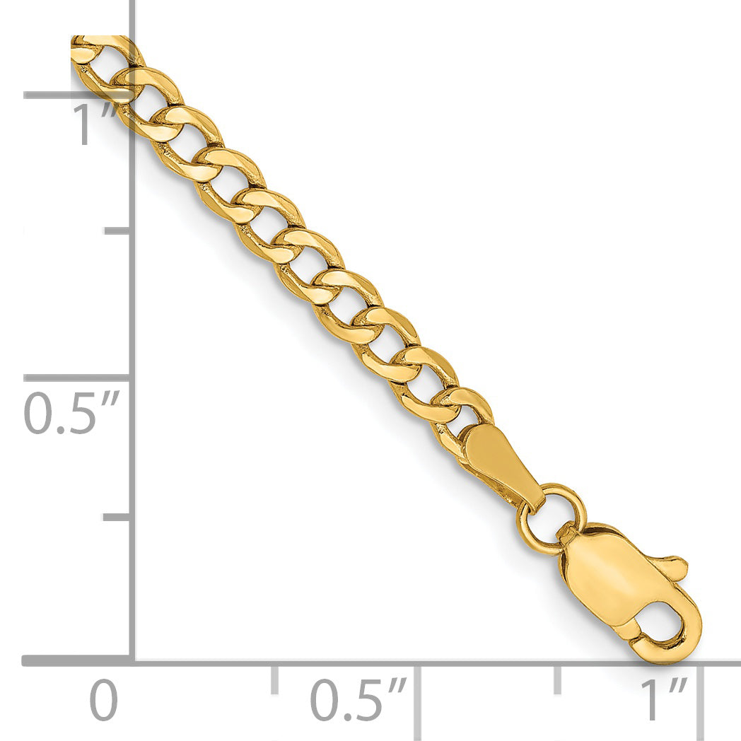 Tobillera de Cadena Semisólida de 14k y 2.85 mm