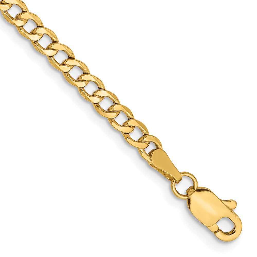 Pulsera Curb semi-sólida de oro amarillo de 14k de 8 pulgadas y 2.85mm con cierre de langosta