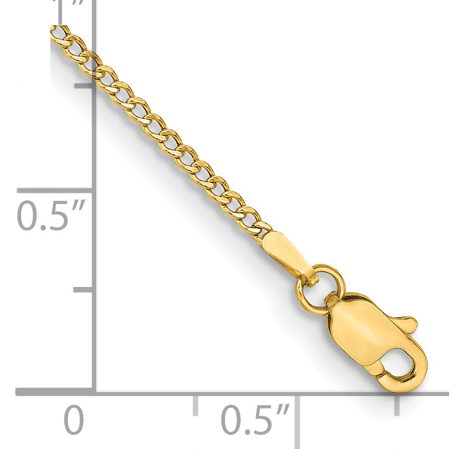 Tobillera con Cadena Curva Semisólida de 14k y 1.85 mm