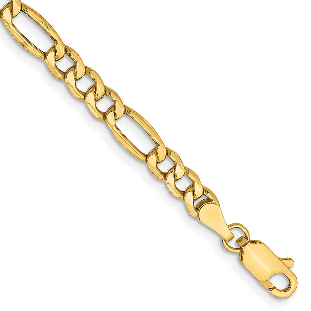 14K Pulsera Figaro Semi-Sólida de 4.2mm con Cierre de Langosta de 7 pulgadas