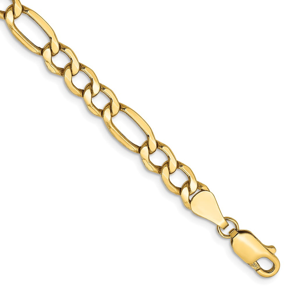 14K Pulsera Figaro Semi-Sólida de 5.75mm con Cierre de Langosta de 7 pulgadas