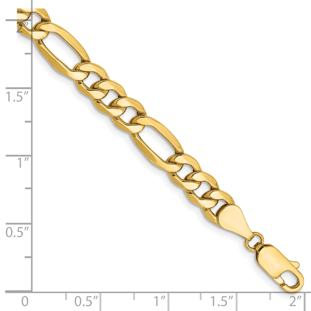 14K Cadena Figaro Semi-Sólida de 6.25mm con Cierre de Langosta de 8 pulgadas