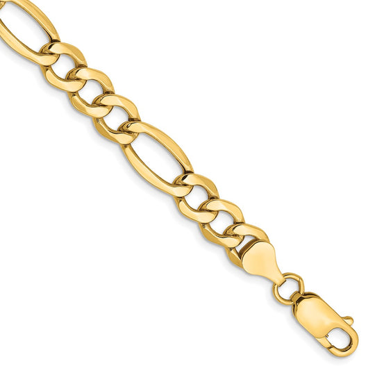 Pulsera Figaro semisólida de 14k y 7,3 mm