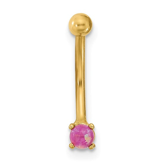 Aro para Cejas con Circonita Rosa (CZ) de Oro de 14k y Calibre 16