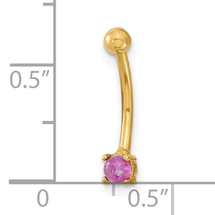 Aro para Cejas con Circonita Rosa (CZ) de Oro de 14k y Calibre 16