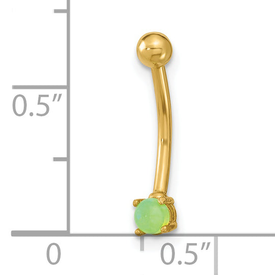 Aro para Cejas con Circonita Verde (CZ) de Oro de 14k y Calibre 16