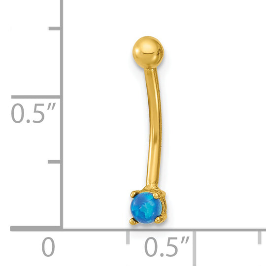 Aro para Cejas con Circonita Azul (CZ) de Oro de 14k y Calibre 16