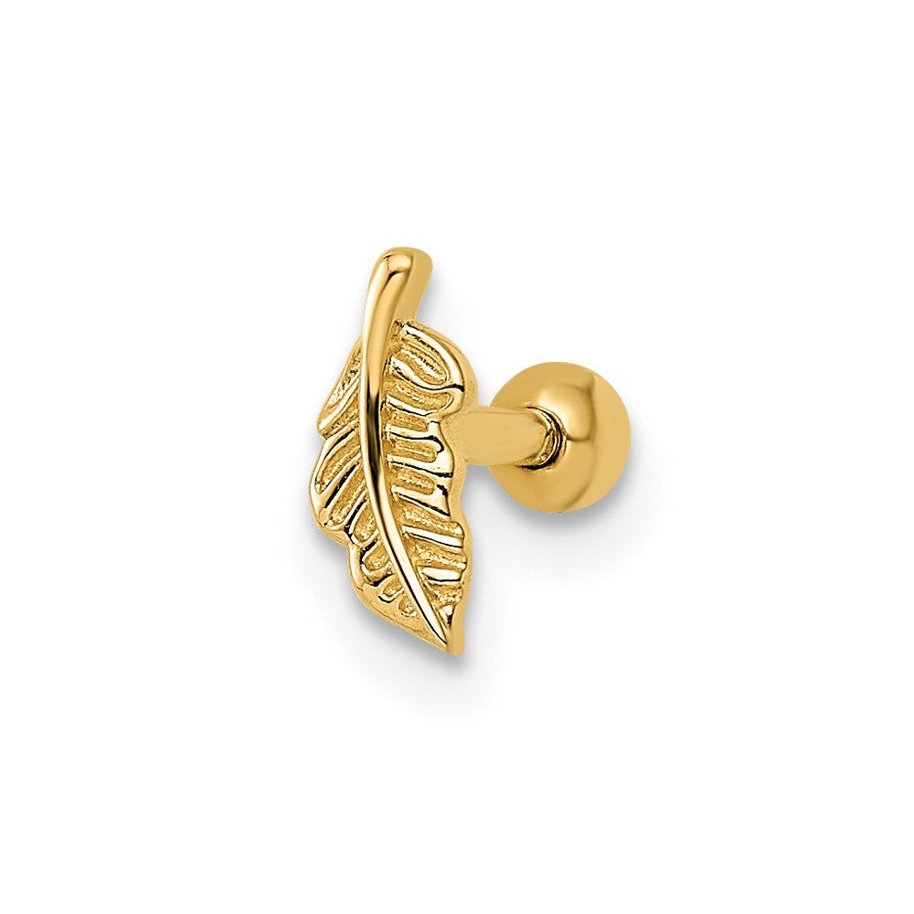 Ombliguera en forma de hoja, en oro de 14k