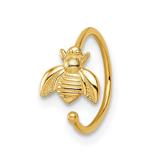 Aro para Nariz / Ear Cuff en Forma de Abeja de Oro de 14k y Calibre 18