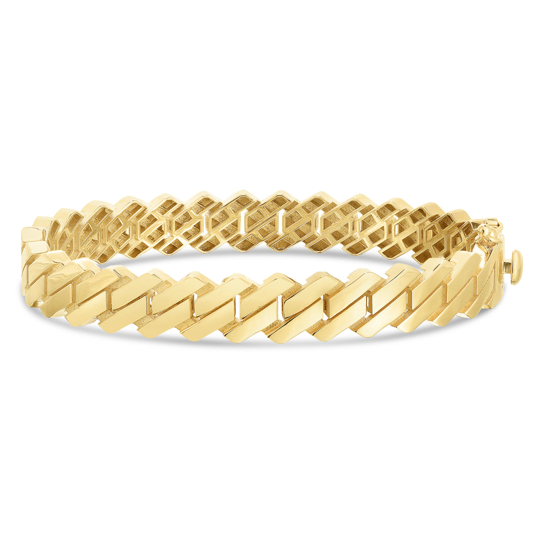 Brazalete Cubano de Borde Recto en Oro de 14k