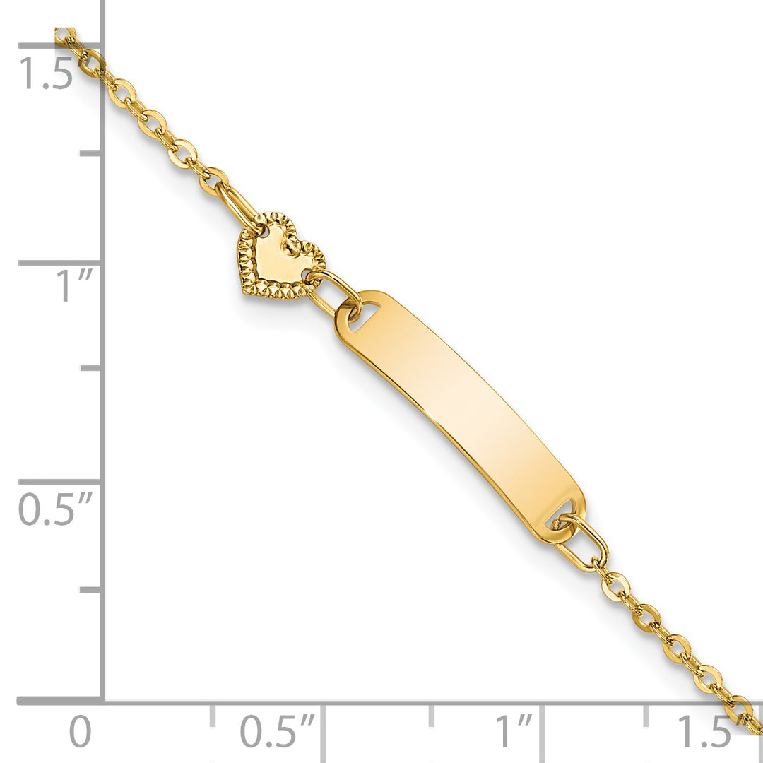 Pulsera Infantil de Identificación con Corazón Pulido de 14K