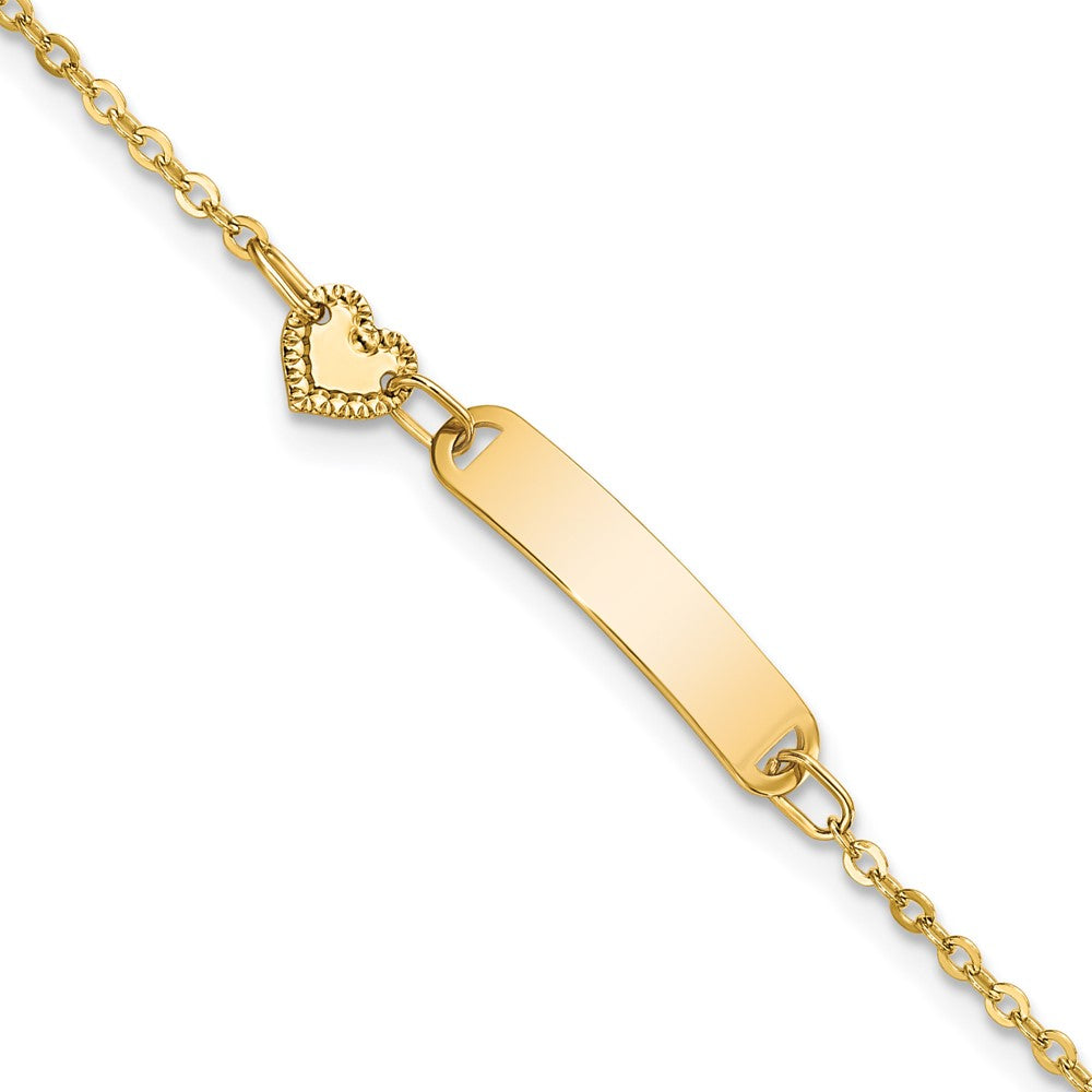 Pulsera Infantil de Identificación con Corazón Pulido de 14K