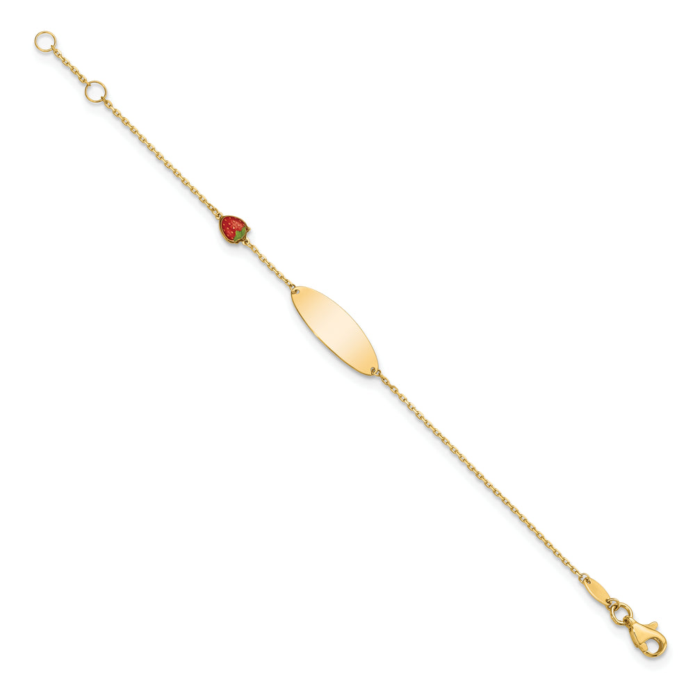 Pulsera ID de 14K con Fresa Esmalte para Bebé de 5.5in con Extensión de 0.5 Pulgadas