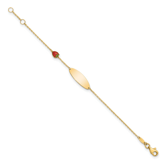 Pulsera ID de 14K con Fresa Esmalte para Bebé de 5.5in con Extensión de 0.5 Pulgadas