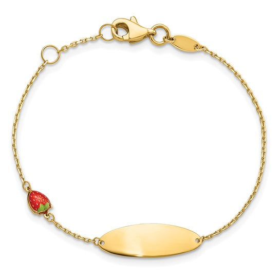 Pulsera ID de 14K con Fresa Esmalte para Bebé de 5.5in con Extensión de 0.5 Pulgadas