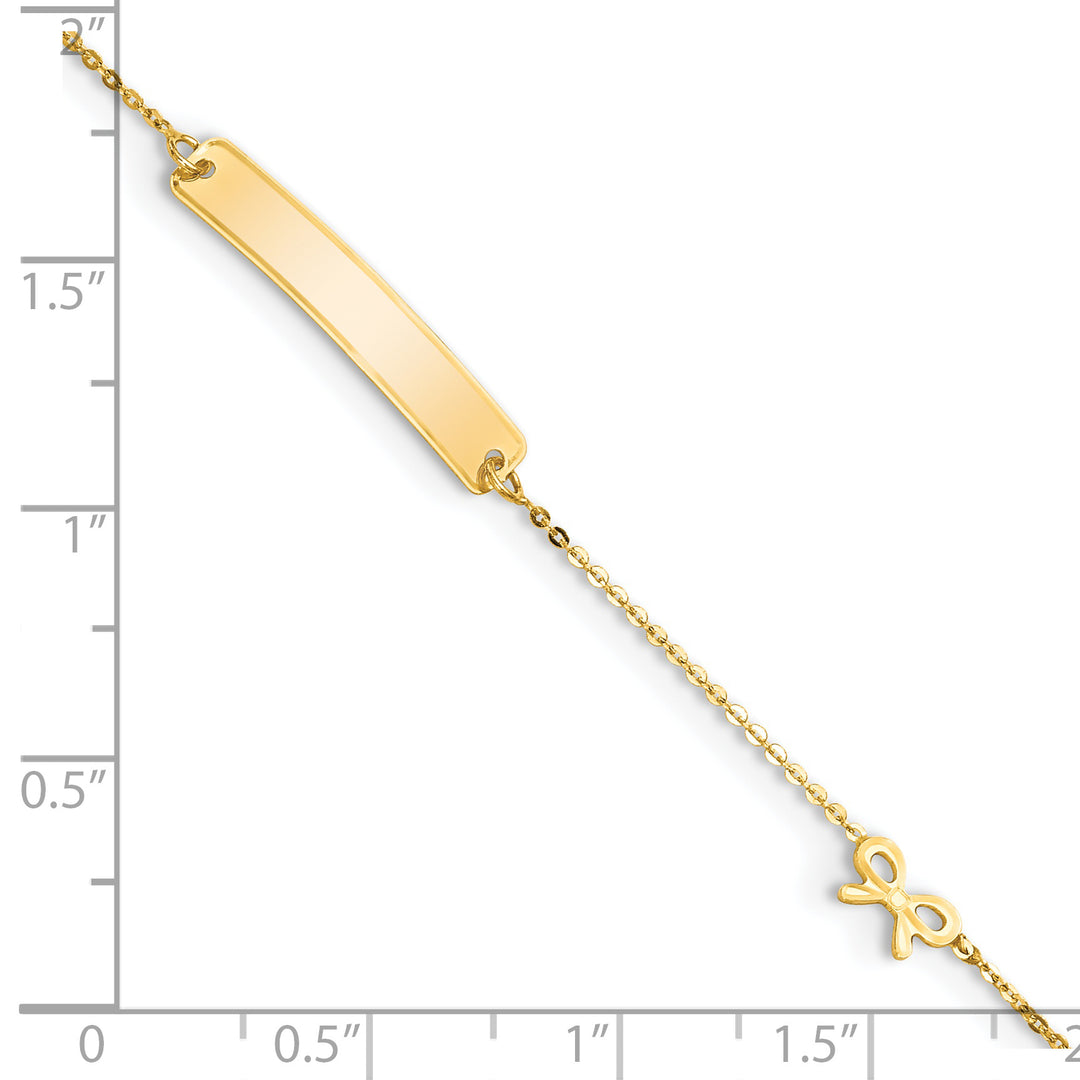 Brazalete de Identificación con Lazo Pulido en Oro de 14k y 5.5 pulgadas